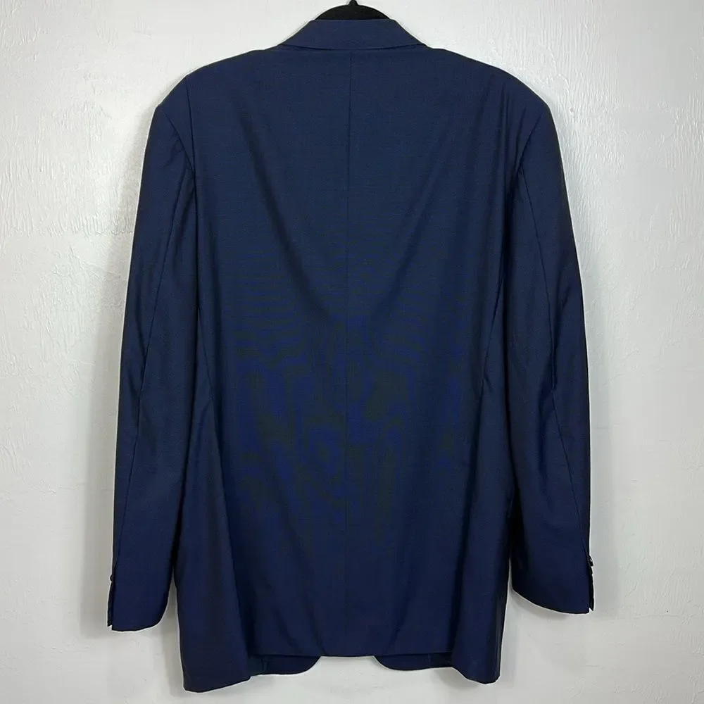 Canali Wool Travel Water Resistant Classic Navy Blue Men's Blazer Size 48 L